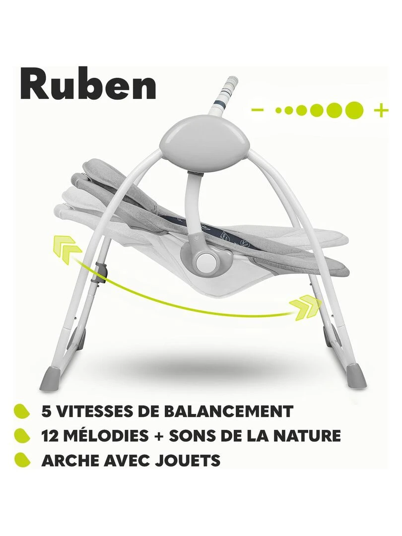 LIONELO Ruben   Balancelle et transat électrique   5 vitesses   Gris