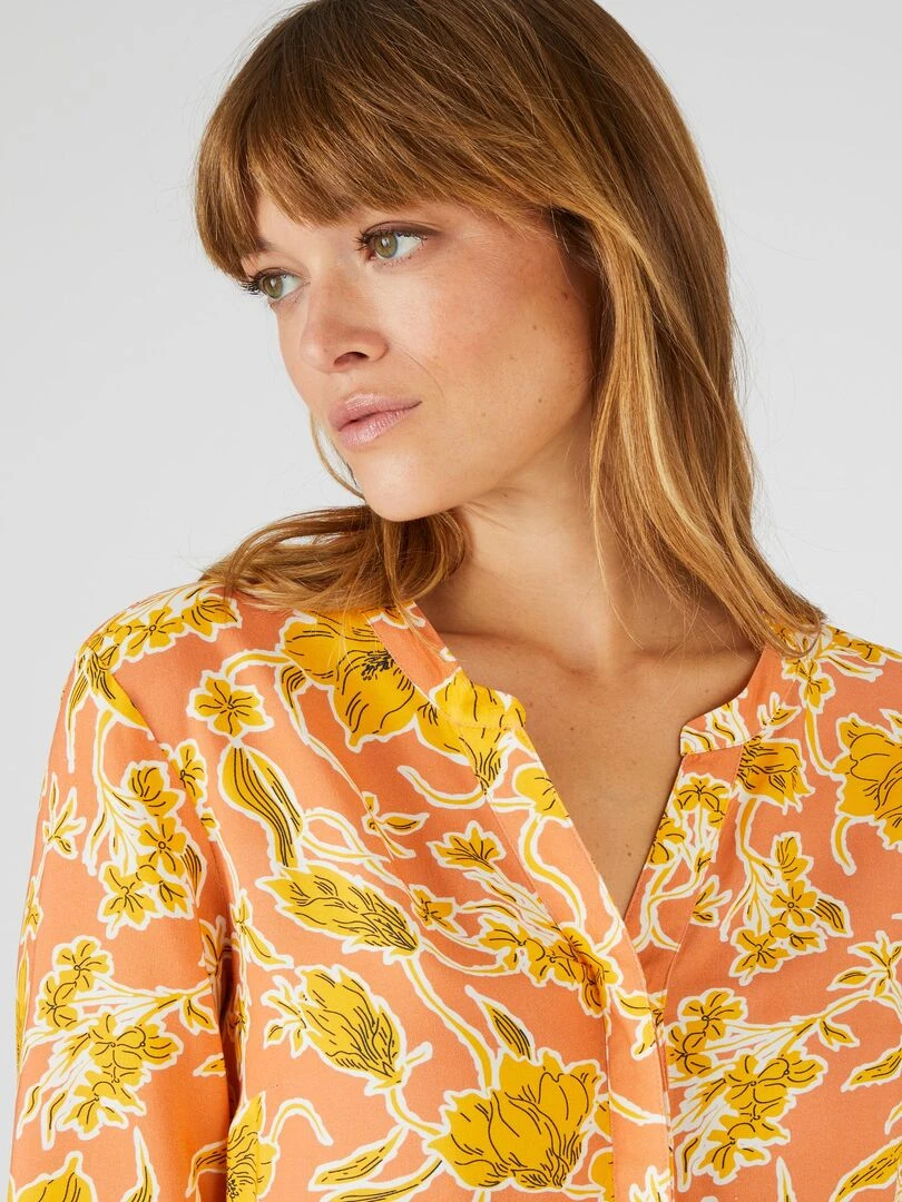 Tunique base volantée fleurie Damart Orange