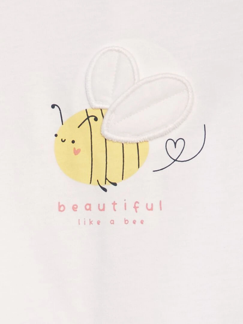 T shirt imprimé 'abeille' + animation en relief Blanc abeille