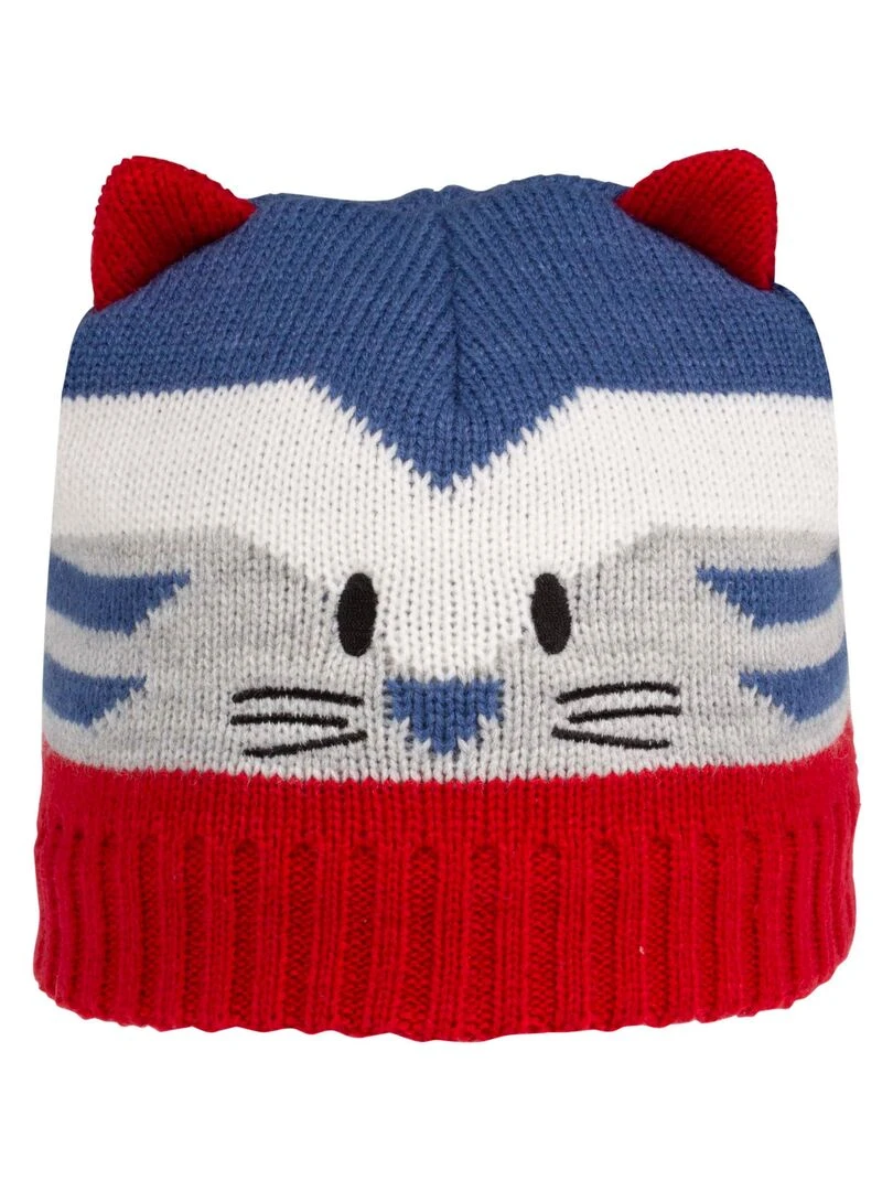 Bonnet Jacquard Chat 2/4 ans Gris Gris