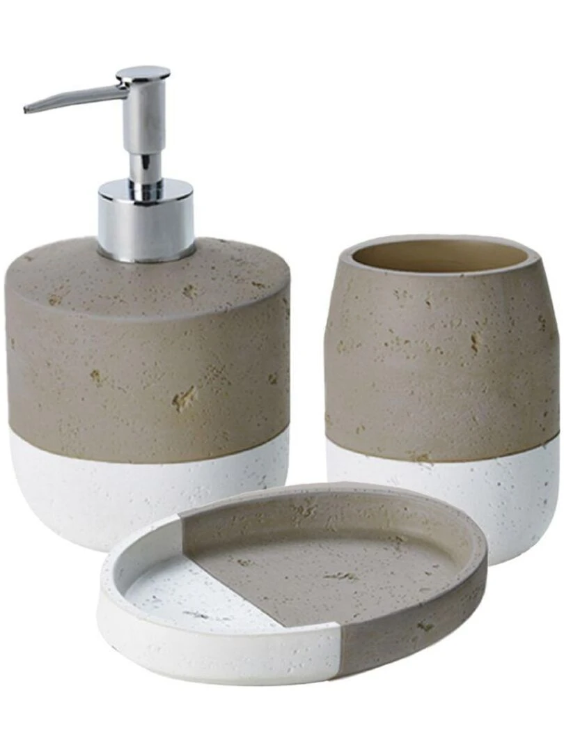 Guy Levasseur Set de salle de bain en céramique taupe Gris taupe