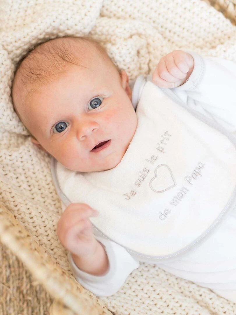 Lot de 7 bavoirs bébé Trois Kilos Sept Ecru