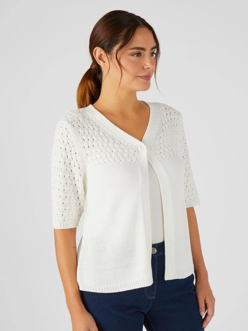 Boléro maille fantaisie   Damart   Blanc