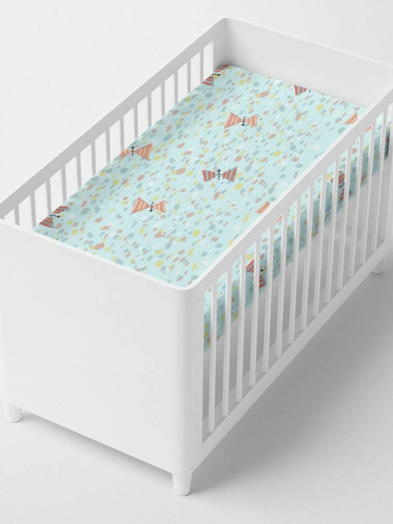 Drap housse Woodland Berceau "Happyfriday"   Blanc