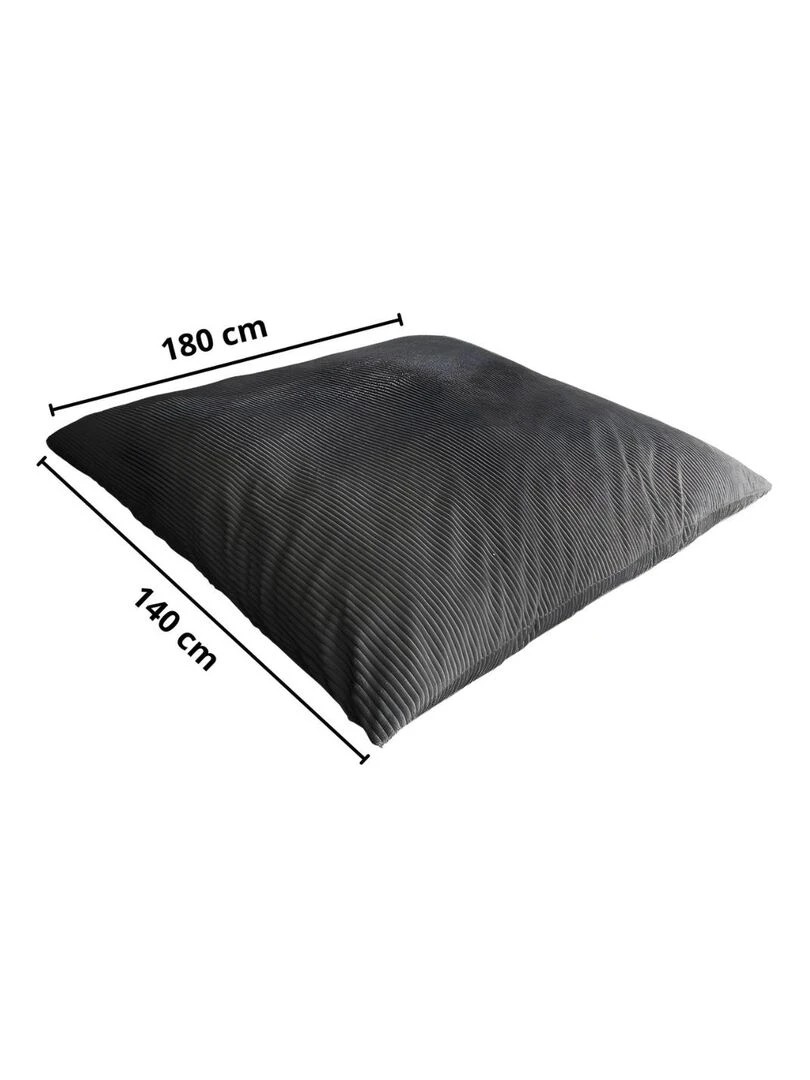 Pouf en Velours Côtelé   Chic  Doux et Déhoussable   Bananair   Gris foncé