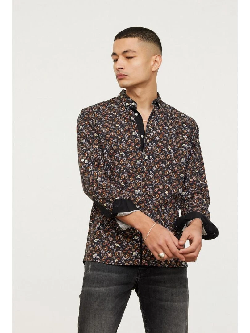 Lee Cooper   Chemise manches longues coton slim DONUTS   Noir