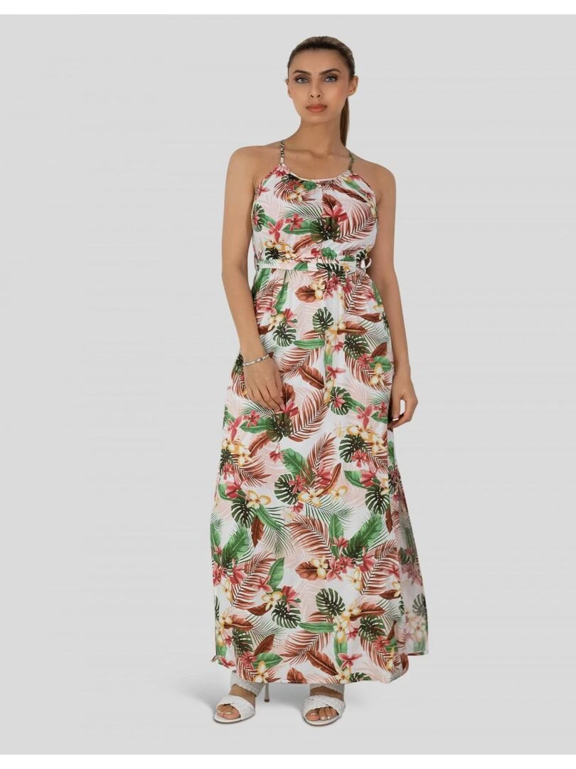 Robe longue à imprimé Vero Moda Blanc Blanc