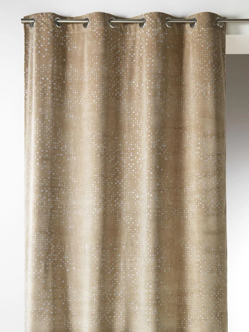 Rideau en Velours à Impressions "Paillette" Beige