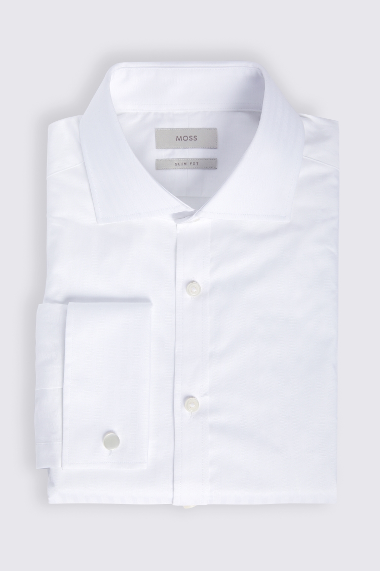 Slim Fit White Self Stripe Shirt   Buy Online at Moss