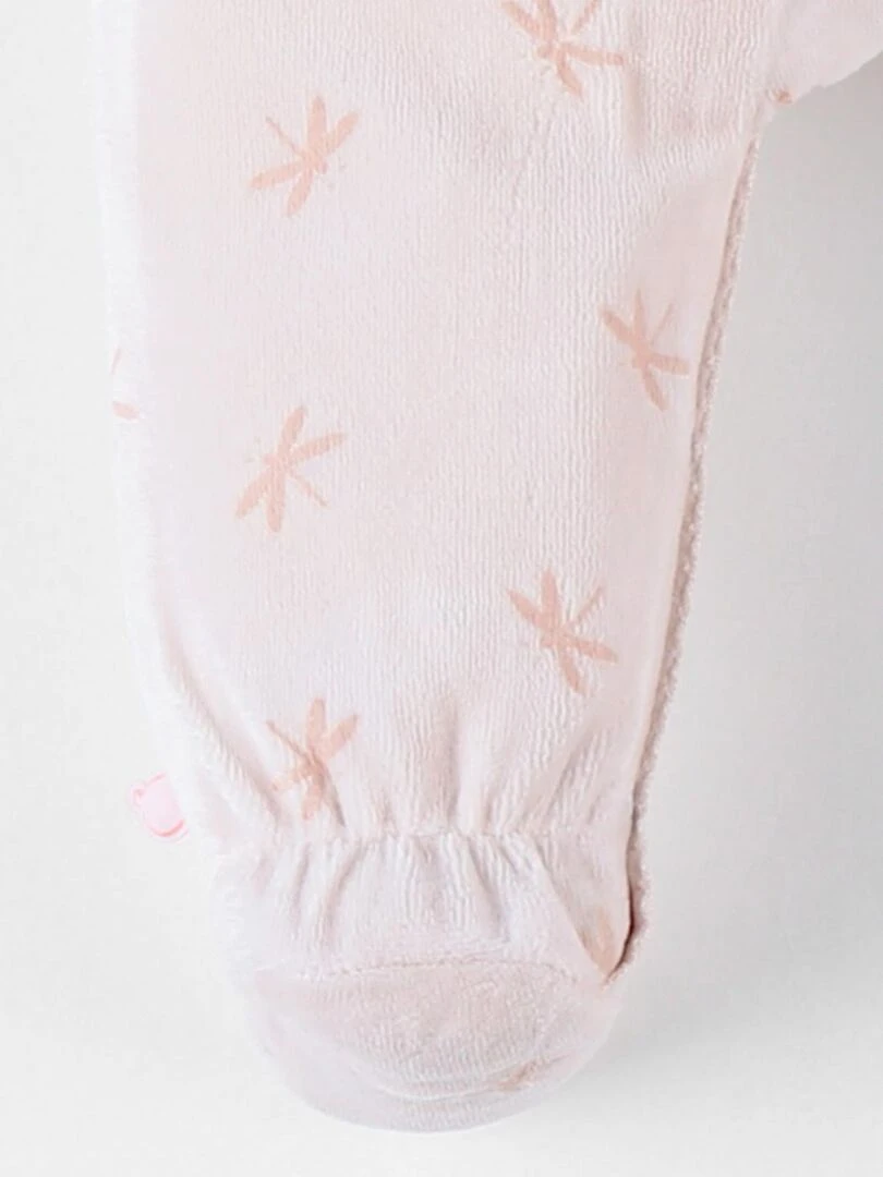 Pyjama 1 pièce imprimés libellules en velours  clair   Noukie's   Rose