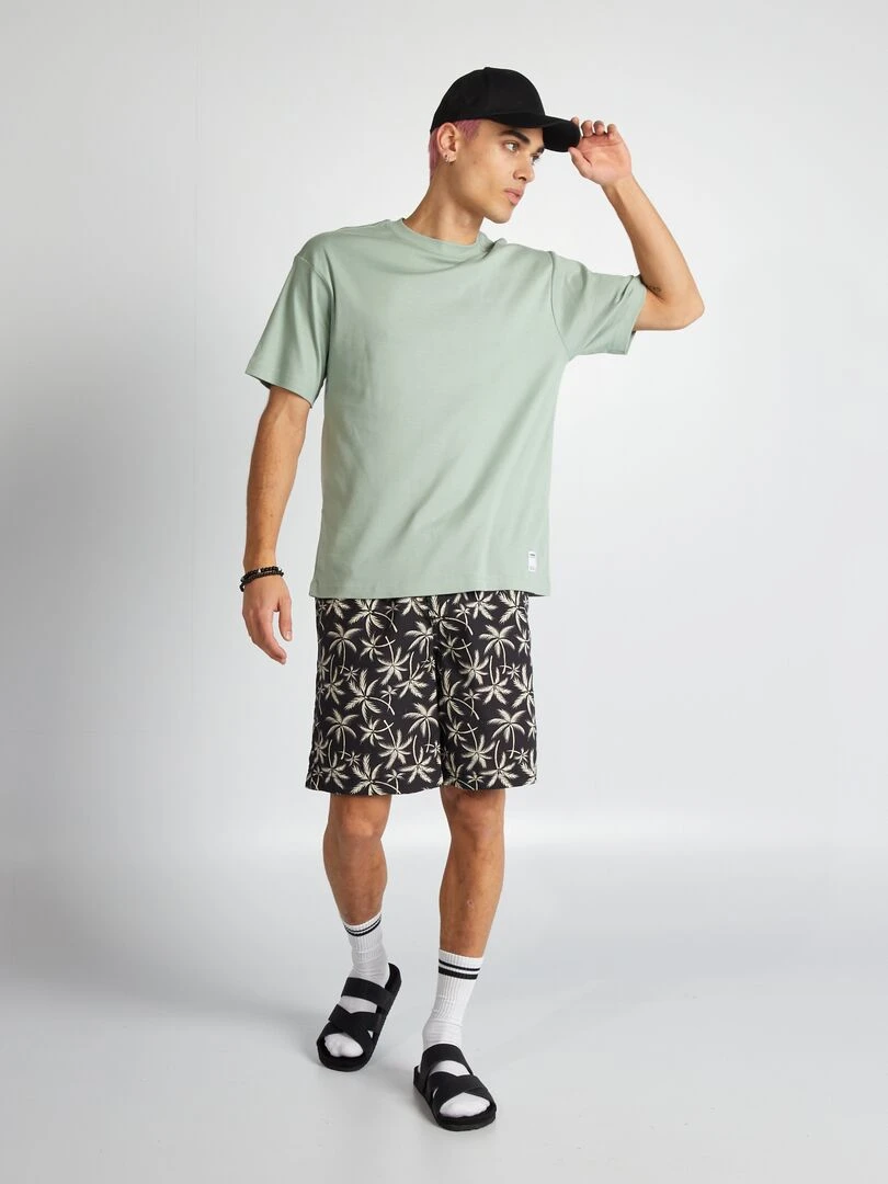 T shirt col rond en coton Vert
