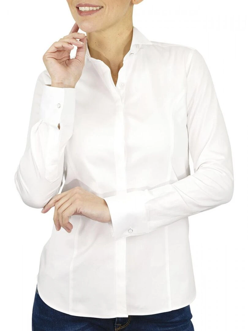 Chemise femme col cassé COL CASSE Blanc