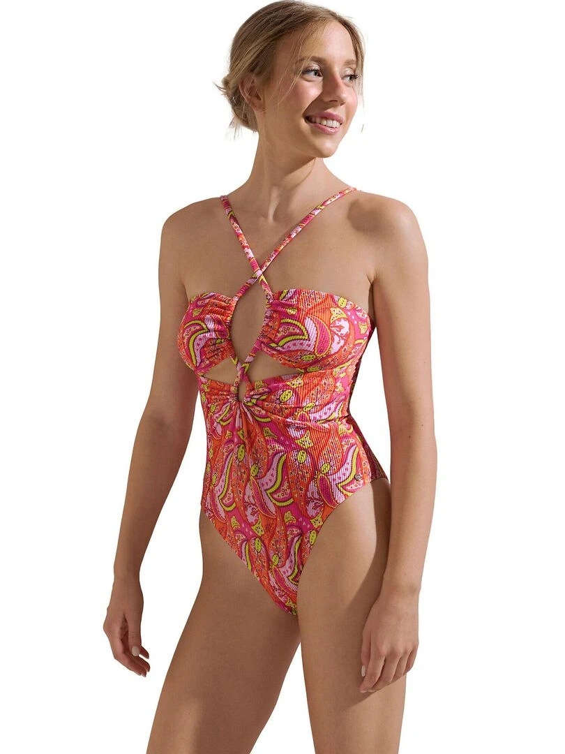Maillot de bain une pièce échancré sans armatures Kavala Orange corail