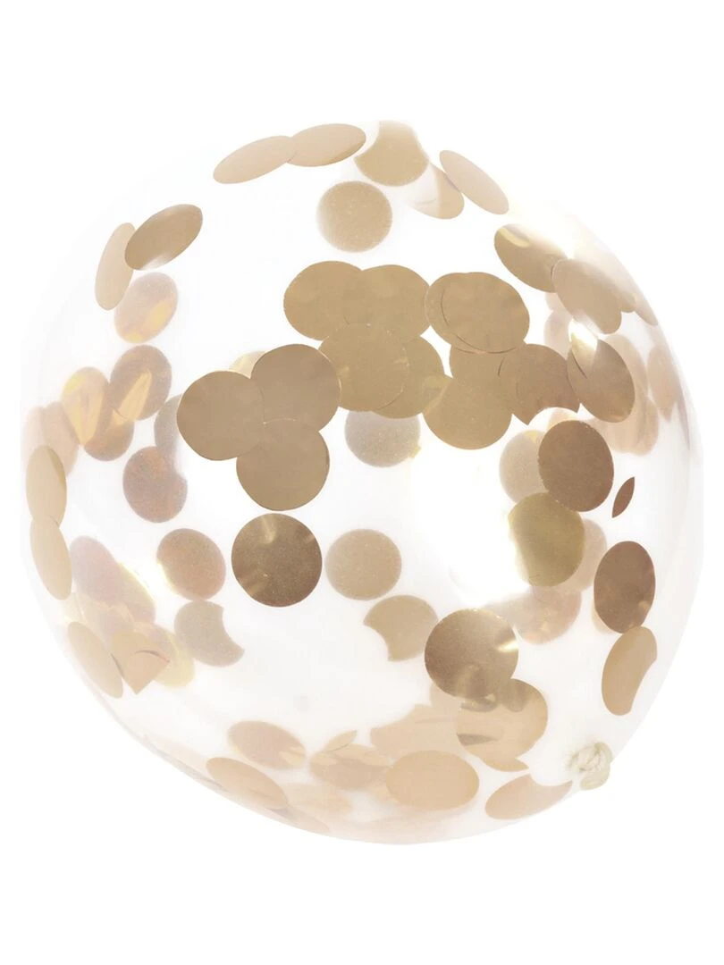 Set de 6 ballons gonflable avec confettis 30 cm Or Doré/or