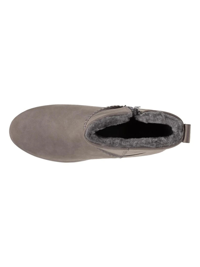 Bottines Femme Zip Effet Nubuck Gris Gris Gris