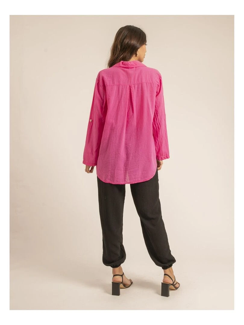 Chemise manches longues coton ORINE Rose fushia