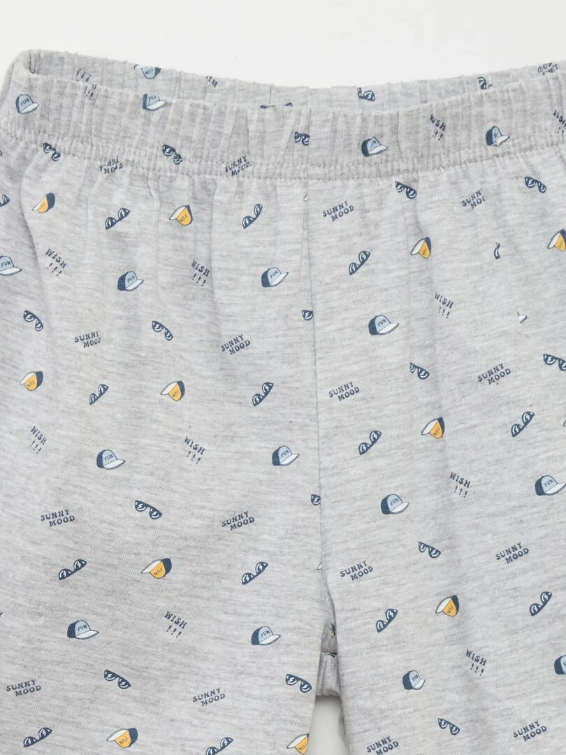 Pyjama court  t shirt + short   2 pièces   Bleu