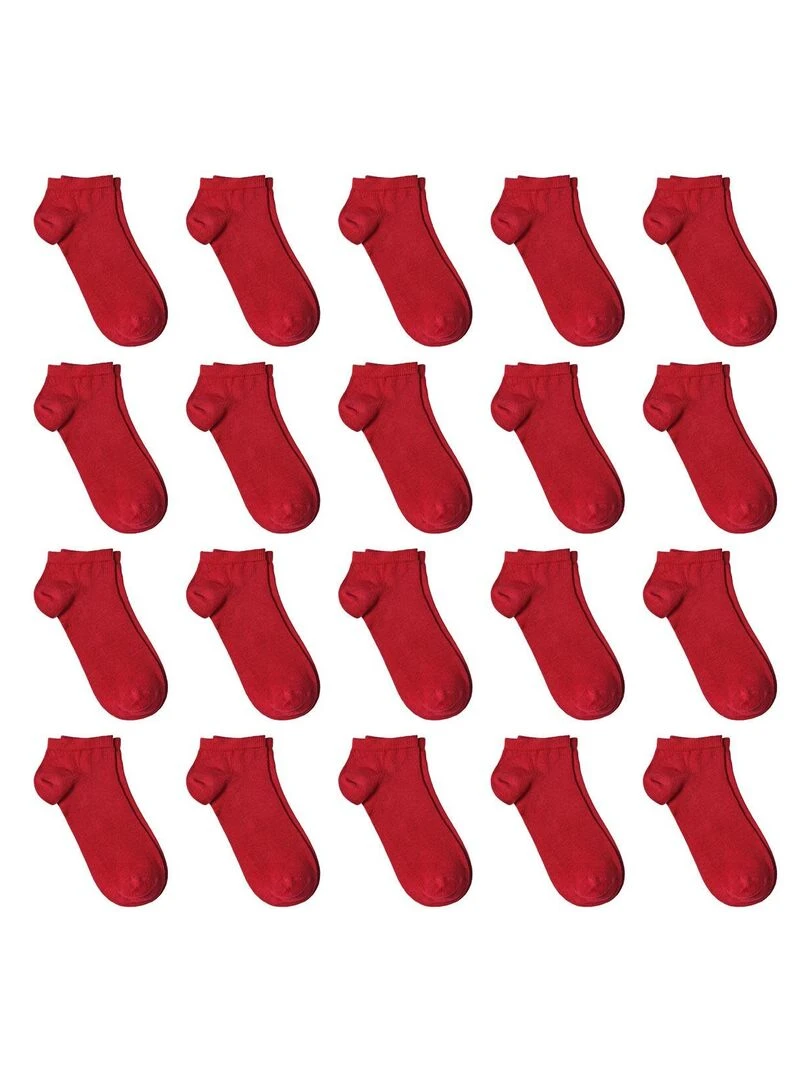 Socquettes Coton Prémium   Lot 20 Paires   Fabrication UE   Rouge