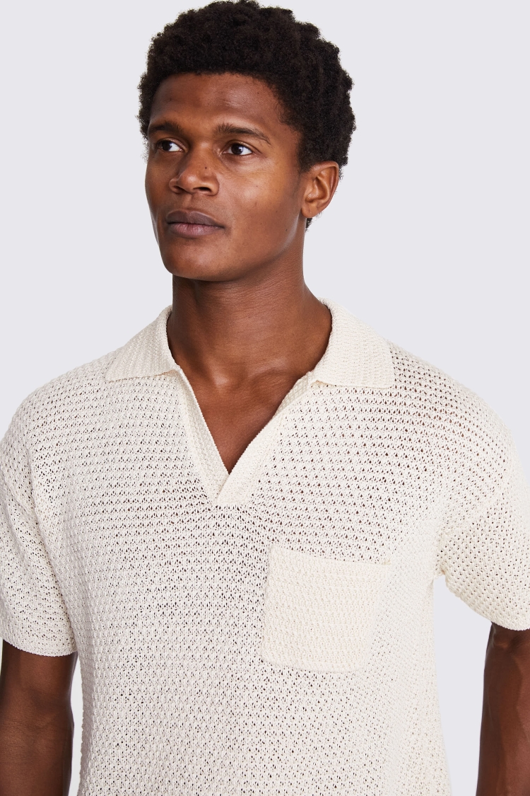 Linen Blend Pink Skipper Polo   Buy Online at Moss