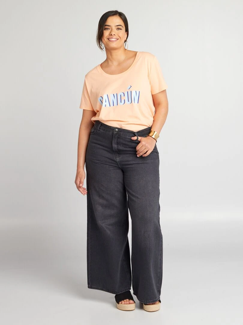 Tee shirt en coton avec imprimé Orange
