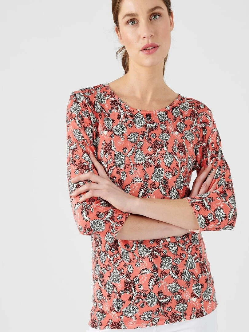 Pull maille fine manches 3/4   Damart   Rose