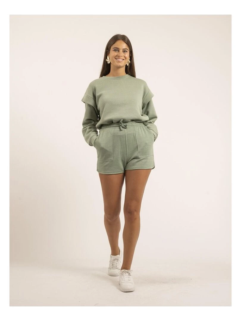 Short molleton XONARA   Vert pistache