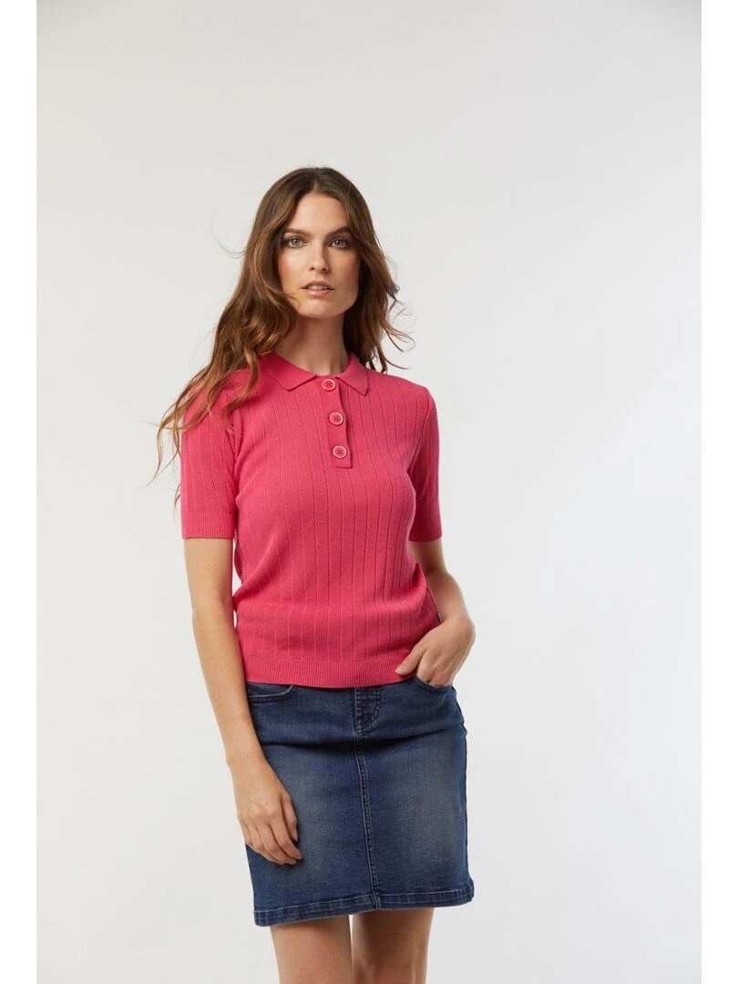 Lee Cooper Polo manches courtes viscose slim CAISSY Rose fushia