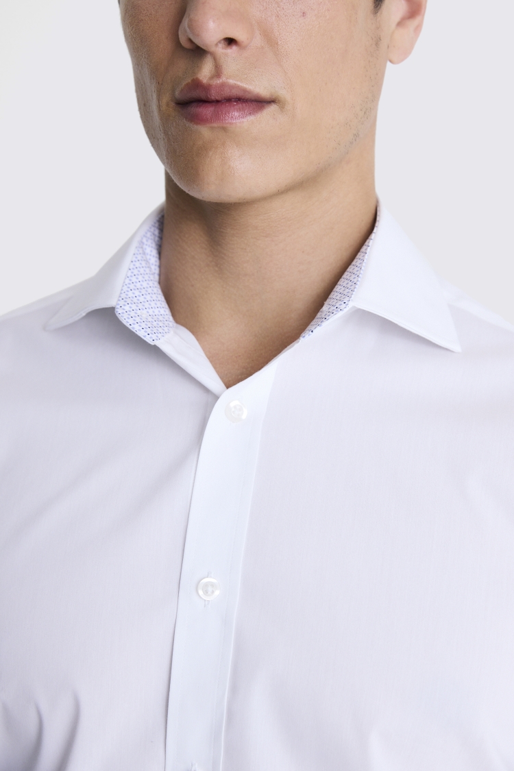 Slim Fit White Pinpoint Oxford Contrast Non Iron Shirt    Buy Online at Moss