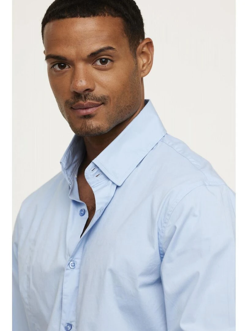 Lee Cooper   Chemise manches longues coton slim DOKITO   Bleu gris