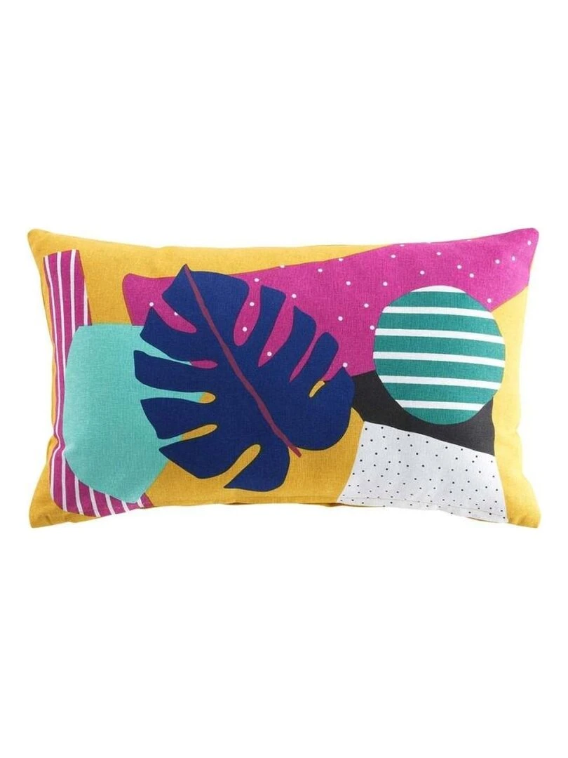 Coussin déhoussable 30x50 cm Exagone coton Jaune
