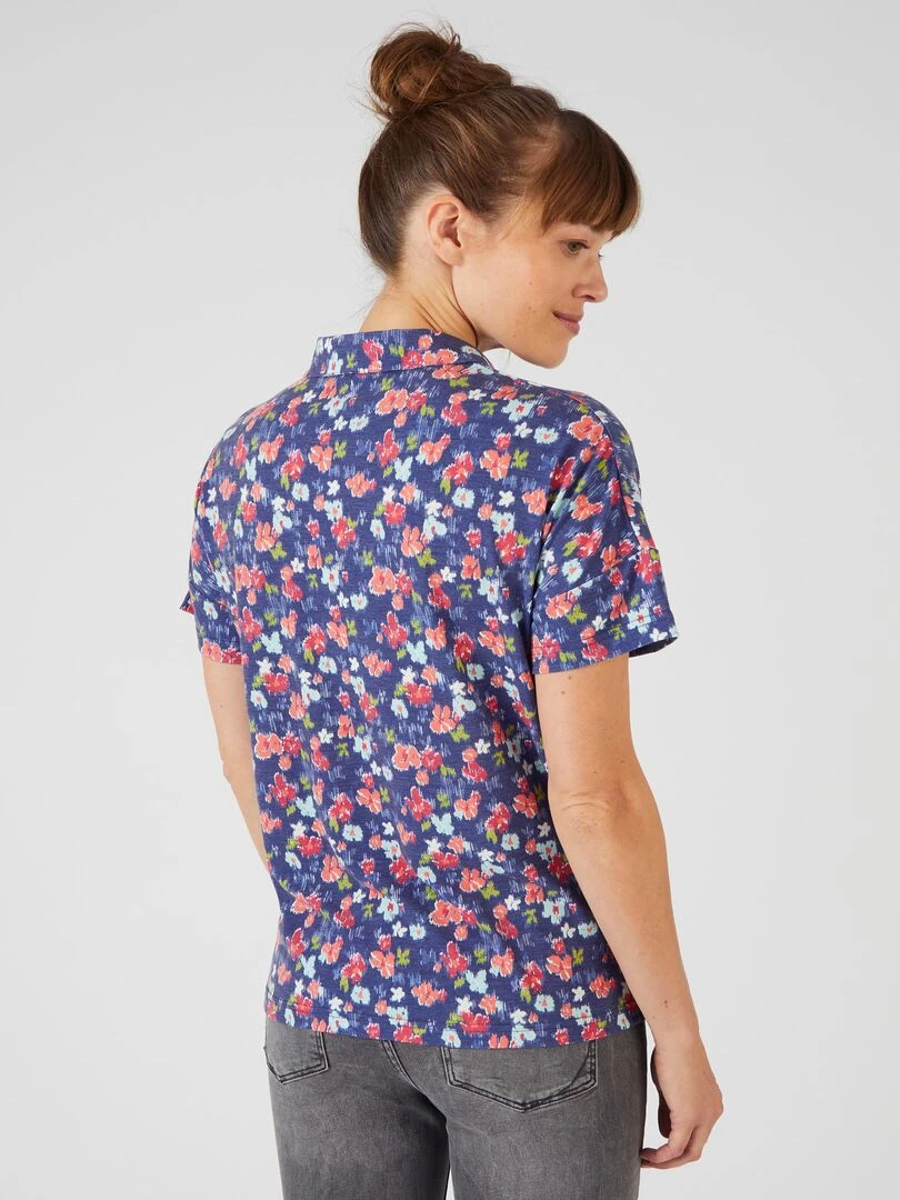 Tee shirt col chemise Climatyl   Damart   Bleu marine