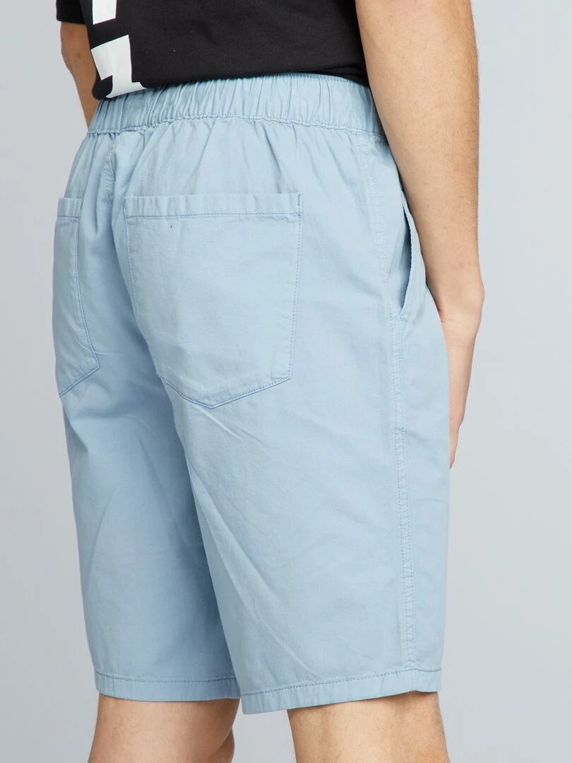 Short élastique en coton   Bleu