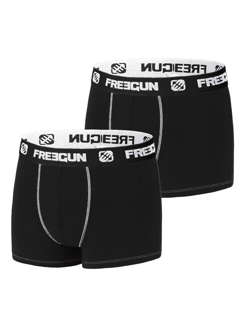 Lot de 2 Boxers garçon coton Noir Freegun Noir