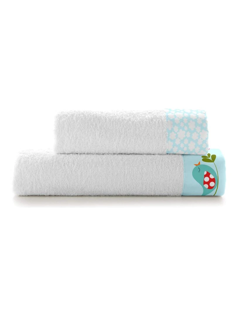 Lot de serviettes Little birds "Happyfriday" Blanc