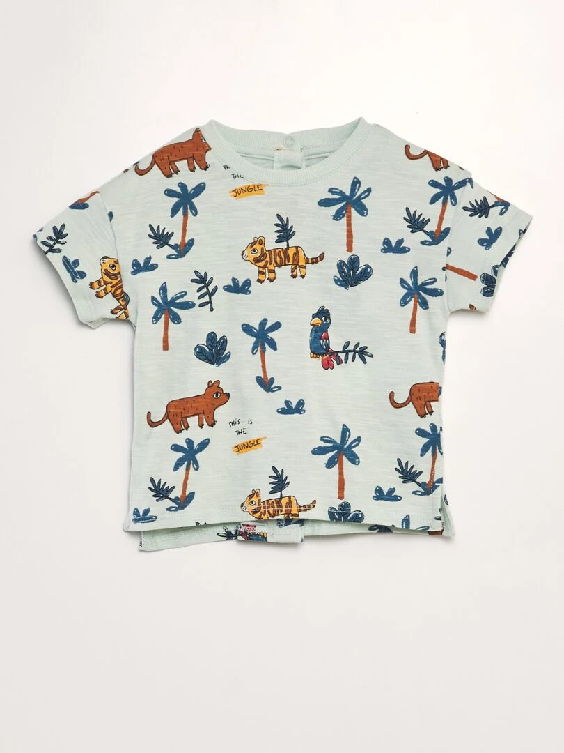T shirt en jersey impression Bleu