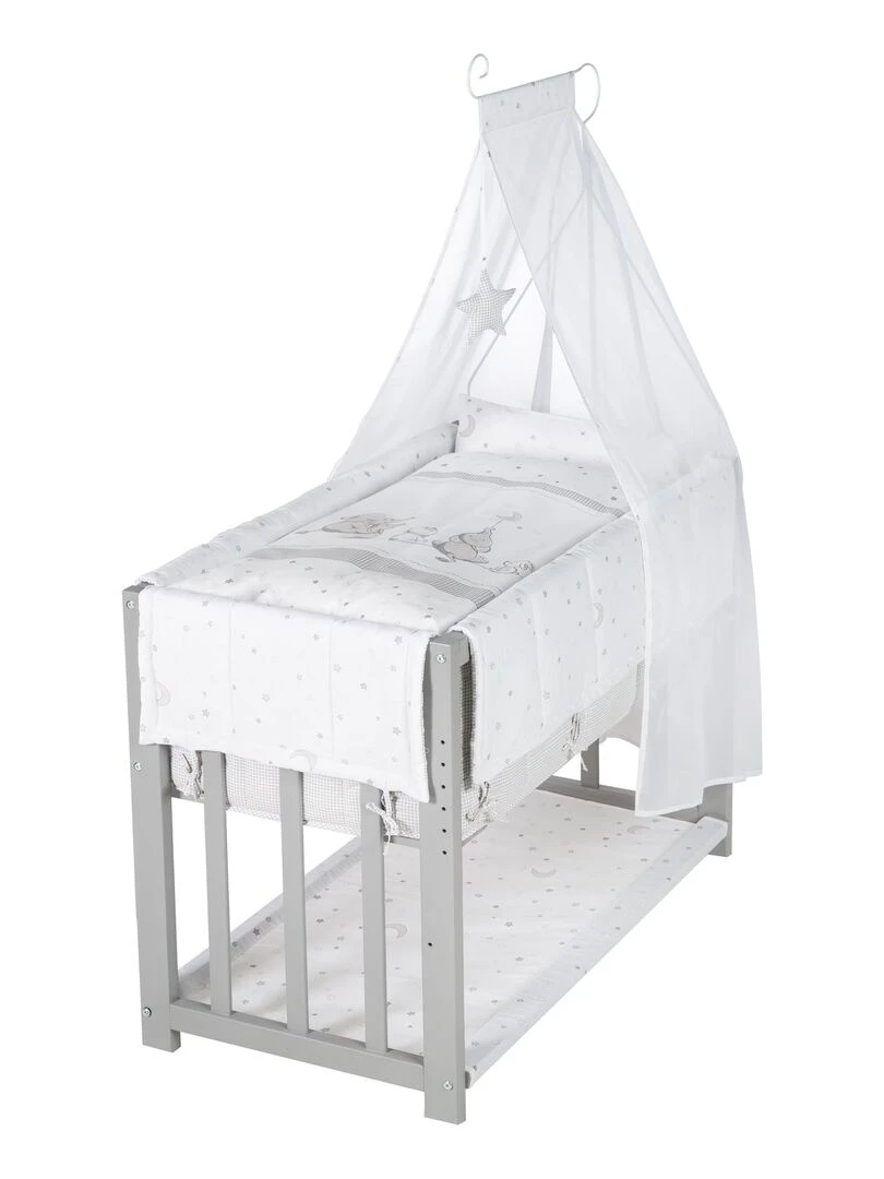 ROBA Berceau Cododo "Sternenzauber Grau" 4en1 + Équipement – Gris/Blanc Gris