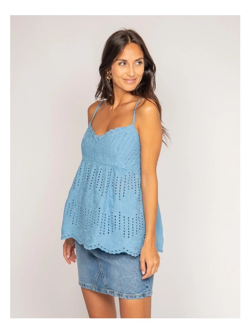 Top broderies anglaises FEVE Bleu