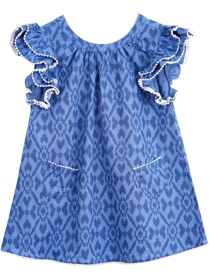 Robe Tie and Dye  Été Fille  Manches Papillons  BUTTERFLY   'LA FAUTE A VOLTAIRE'   Bleu