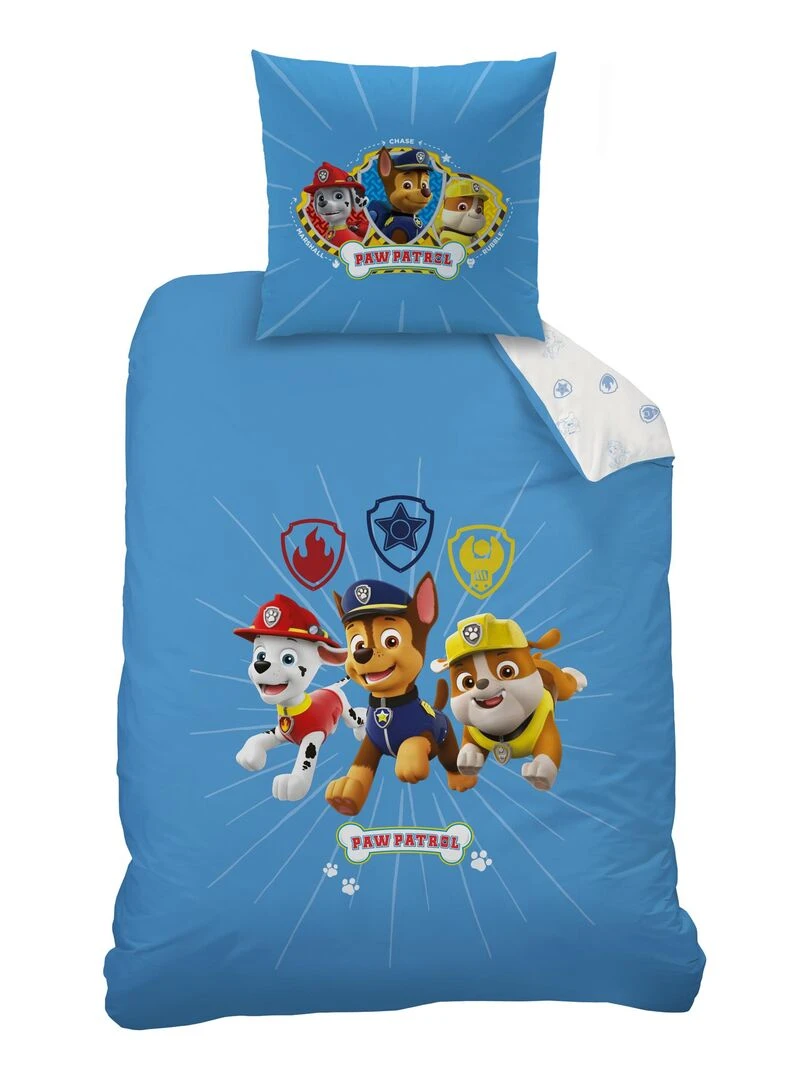 Parure de lit imprimée 100% coton PAT PATROUILLE TEAM Bleu