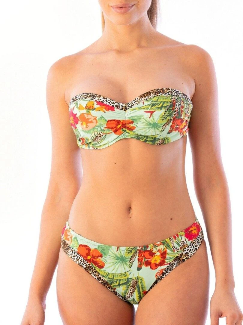Haut de maillot de bain bandeau à motif jungle Alba Vert