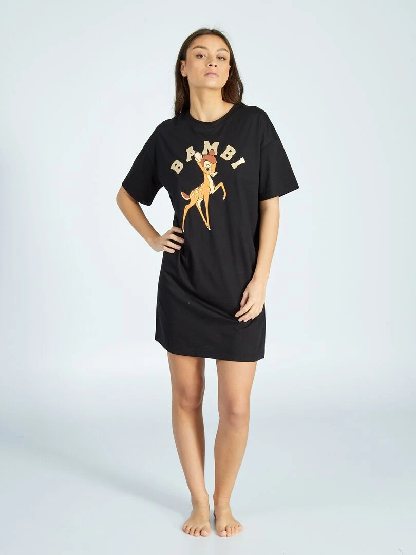 Chemise de nuit 'Bambi' Noir