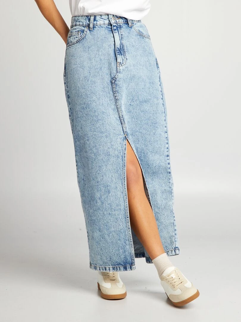 Jupe midi en jean   Bleu