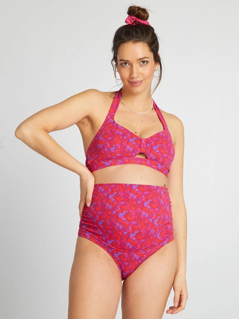 Soutien gorge de bain gaufrée de maternité   Rouge