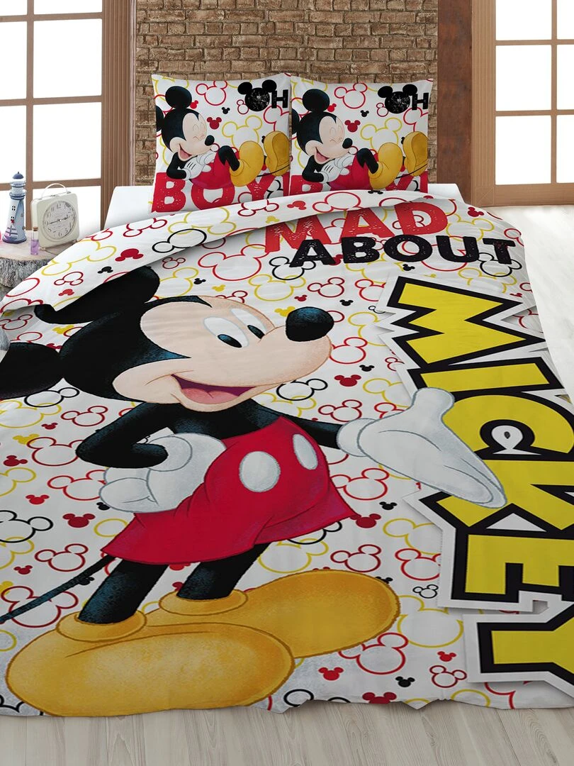 Parure de lit 'Mickey' 1 personne Blanc