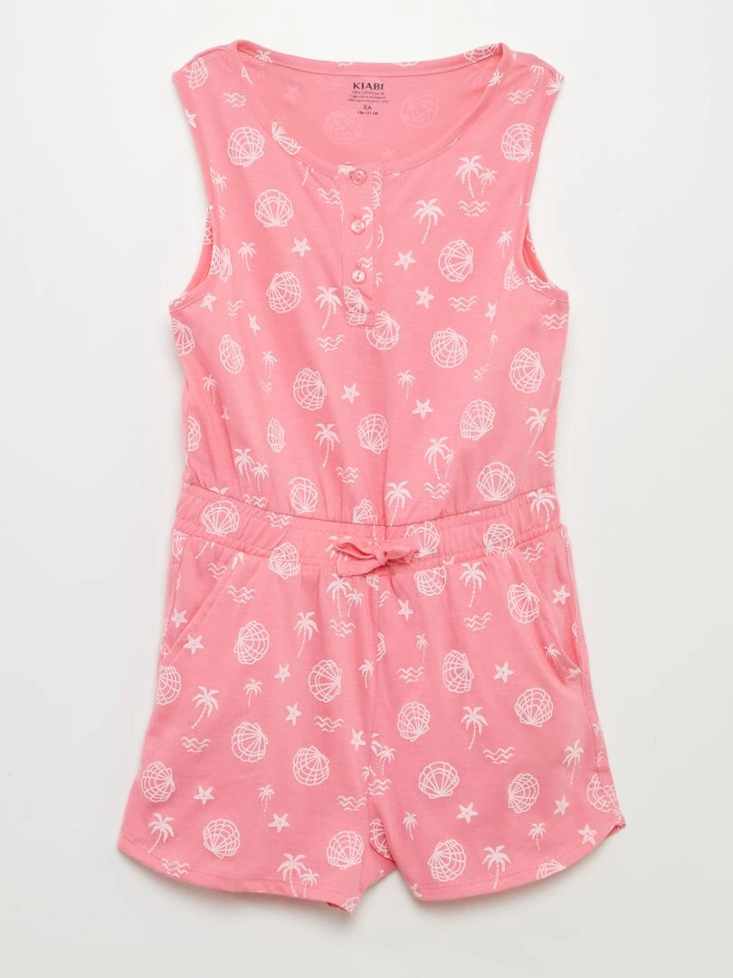 Combishort imprimée Rose