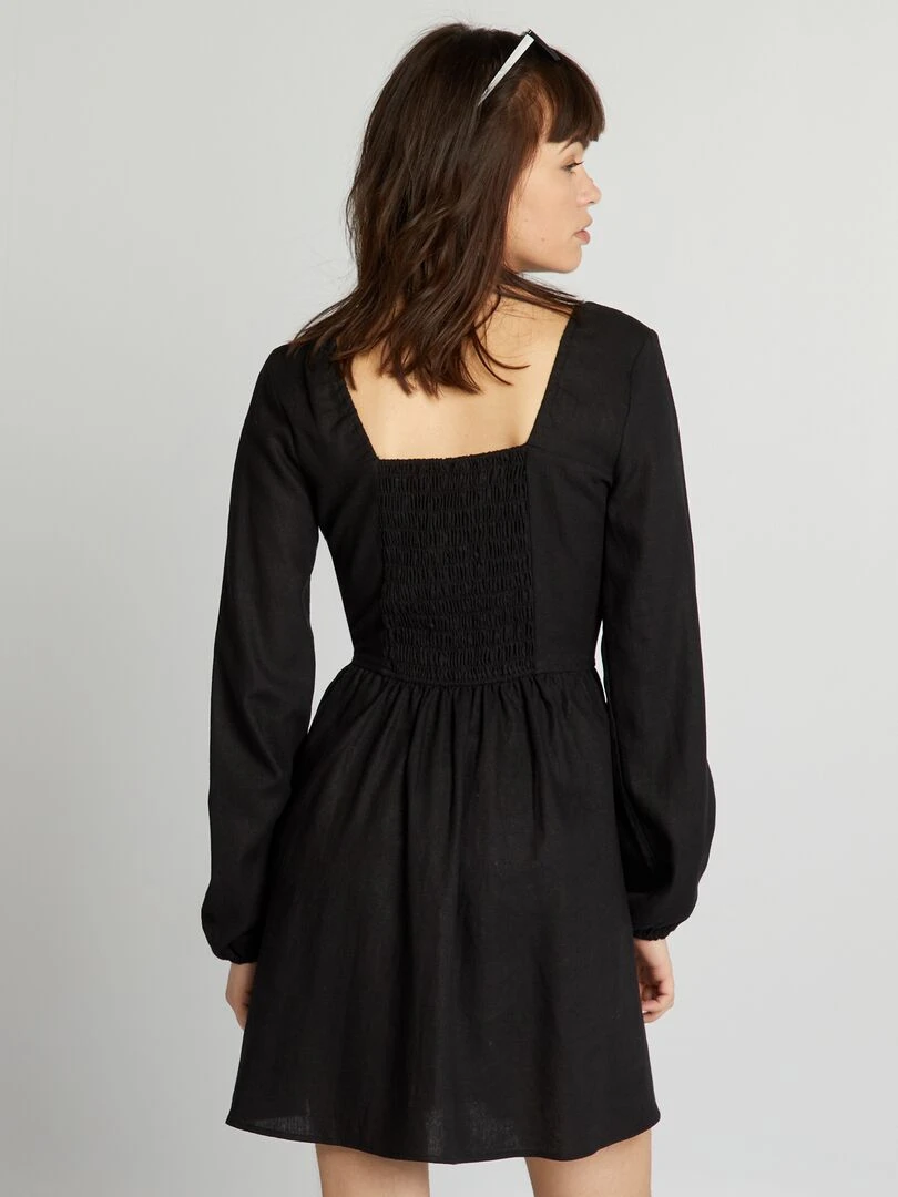 Robe courte en lin   noir