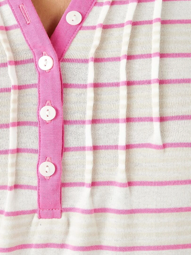T shirt fine côte pur coton   Damart   Rose