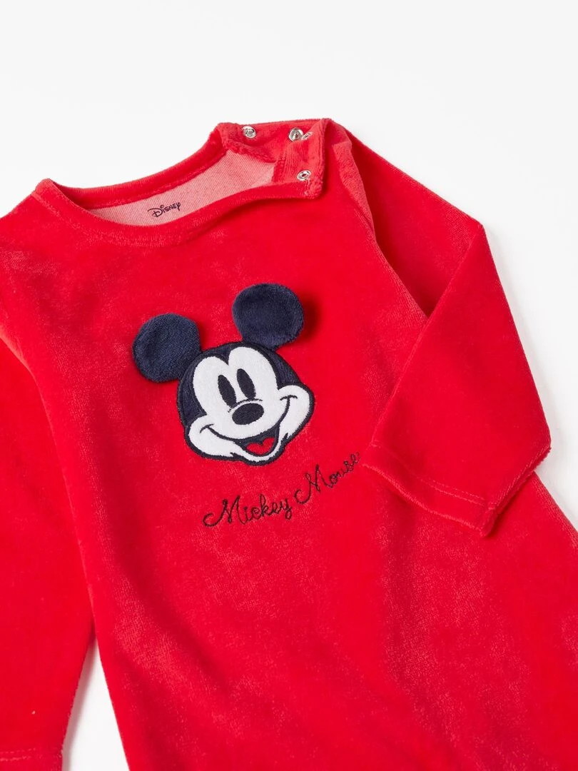 Grenouillère en velours avec oreilles pour bébé garçon 'Mickey'   MICKEY   Rouge