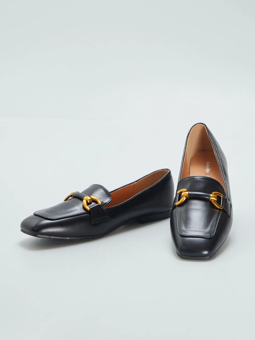 Mocassins avec brides dorées   noir
