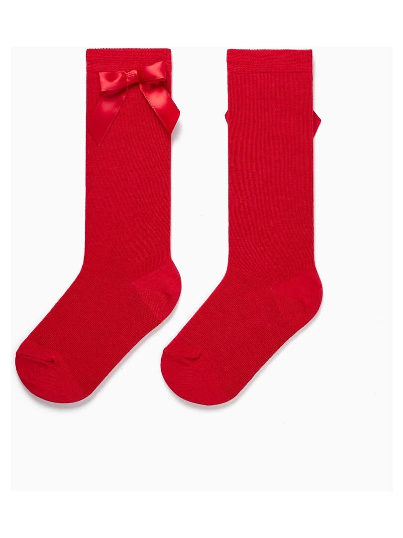 Chaussettes hautes avec nœud pour fille ROYALS OFF DUTY Rouge foncé